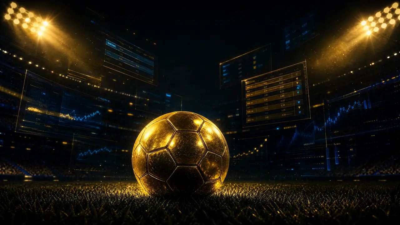 Bola emas di stadion malam dengan papan odds — ilustrasi panduan sportsbook Garuda4d